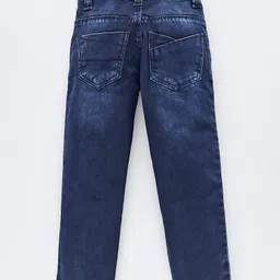 Enfance Eyes Embroidered Mild Washed Denim Jeans - Dark Blue image 2