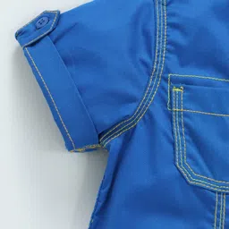 Kiddopanti Half Sleeves Solid Front Pocket Shirt - Royal Blue image 4