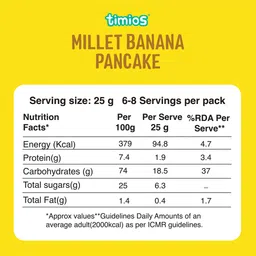 timios Multigrain No-Maida Organic Banana Millet Instant Pancake Sweetened with Jaggery Pack of 2 - 150 g Each image 3