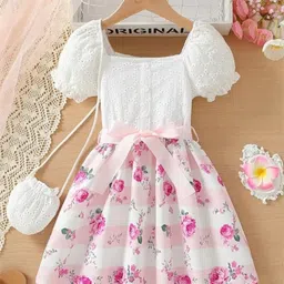 YK Girls Floral Printed Puff Sleeve Cotton Fit & Flare Dress-picture-39