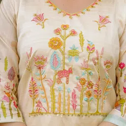 Siya Fashion Women Ethnic Motifs Embroidered Regular Thread Work Kurta with Trousers & With Dupatta image 2