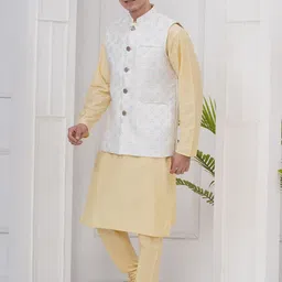 Sethukrishna Men Regular Kurta with Churidar With Nehru Jacket image 4