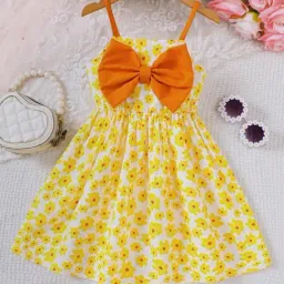 STH Girls Yellow Cotton Printed Dress-picture-16