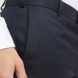 Raymond Blue Polyester Slim Fit Checks Trousers image 5