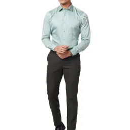 Raymond Dark Brown Slim Fit Self Design Flat Front Trousers image 5