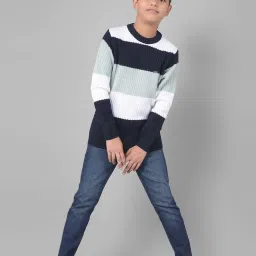 Crimsoune Club Kids Multicolor Color Block Full Sleeves Sweater image 5