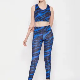 Clovia Blue Printed Sports Bra With Tights-picture-16