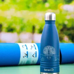 Servewell Indus Blue Stainless Steel Yoga Printed Vacuum Bottle (0.5 L)-picture-16