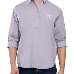 Calvin Klein Jeans Lavender Aura Cotton Regular Fit Shirt-image-0