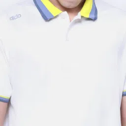Dida White Polyster Regular Fit Solid Polo T-Shirt image 5