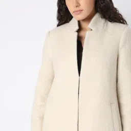 Vero Moda Beige Polyester Regular Fit Textured Coat image 5