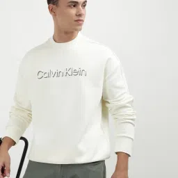 Calvin Klein Off White Cotton Comfort Fit Sweatshirt image 5