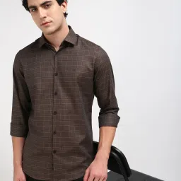 Calvin Klein Maroon Cotton Slim Fit Checks Shirt image 5