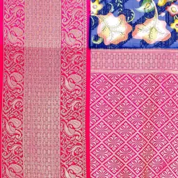 JUST FASHION Navy & Pink Silk Printed Saree With Unstitched Blouse image 5
