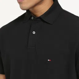 Tommy Hilfiger Black Cotton Regular Fit Polo T-Shirt image 5