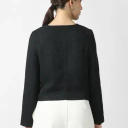 Van Heusen Black Polyester Solid Blazer image 2