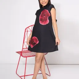 Pantaloons Junior Girls Jet Black Floral Print Dress-image-6