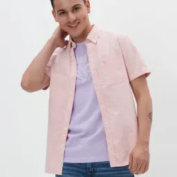 American Eagle Outfitters Pink Cotton Regular Fit Shirt-image-71