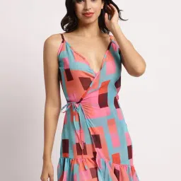 Erotissch Blue Printed Beachwear Dress-image-58