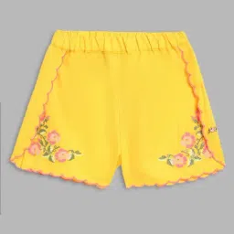 Blue Giraffe Kids Yellow Embroidered Shorts-image-41