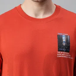 showoffff SHOWOFF Rust Cotton Slim Fit Printed Sweatshirt image 5