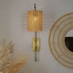 FOS LIGHTING Beige Mild Steel Long Adjustable Wall Light with Cylindrical Drum Shade-picture-13