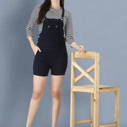 BUYNEWTREND Navy Striped Dungaree image 5