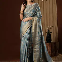 Saree Mall Blue Woven Sarees With Unstitched Blouse-picture-32