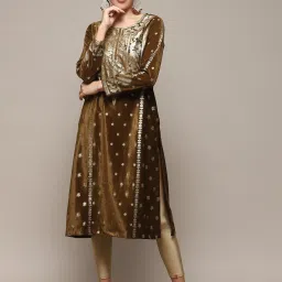 Biba Brown Printed A Line Kurta image 5