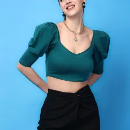 Scorpius Teal Slim Fit Crop Top-picture-14