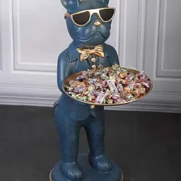 Smokey Cocktail Blue Resin Mr. Funky Sculpture With Tray-image-42