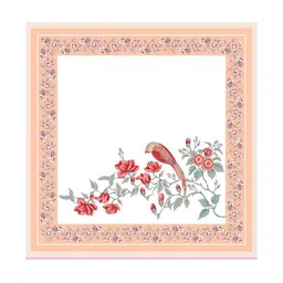 JAIPUR FABRIC Peach-Coloured & White Printed Cotton 260 TC King Bedsheet Set 2.74m x 2.74m image 4