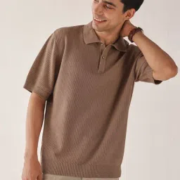 Andamen Brown Cotton Relaxed Fit Solid Polo T-Shirt-image-39