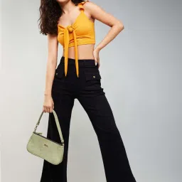 DOLCE CRUDO Black Plain Jeans image 5