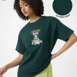 The Souled Store Textured Tom Chillin' Time Women Oversized T-Shirt-picture-17