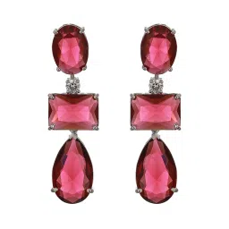 Saraf RS Jewellery Silver Toned Red Ruby Designer Jewellery Set image 5