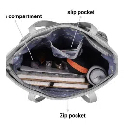 Mochi Grey Solid Large Shoulder Handbag image 5