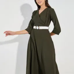 Styli Olive Regular Fit Midi Dress-image-64