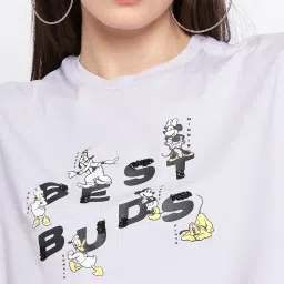 MADAME Lilac Cotton Graphic Print Crop T-Shirt image 5