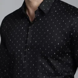Indian Needle Black Cotton Regular Fit Printed Shirt image 5