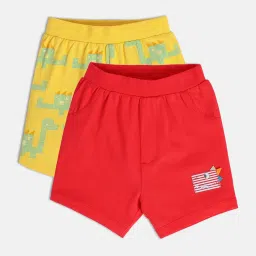 MINIKLUB Kids Red & Yellow Printed Shorts (Pack Of 2) image 5