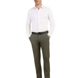 Allen Solly Green Blended Slim Fit Solid Trousers image 5