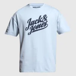 Jack & Jones Blue Cotton Loose Fit Printed T-Shirt image 5