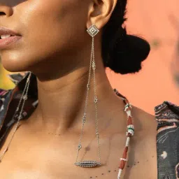Shaya 925 Silver Oxidized Enchantment Shoulder Duster Dangler Earrings-image-61