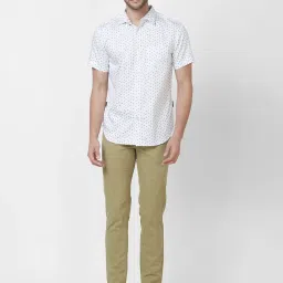 Giordano Green Cotton Slim Fit Printed Shirt image 5