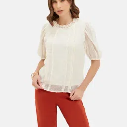Kazo Off White Self Design Top-picture-12
