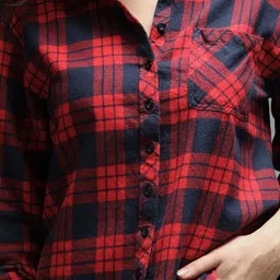 High Star Red & Navy Cotton Checks Shirt image 5