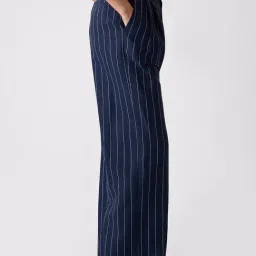 GAP Navy Blue Regular Fit Striped Trousers image 3