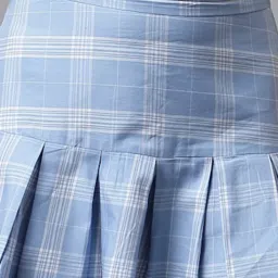 KASSUALLY Blue & White Cotton Polyblend Checks Skirt image 5