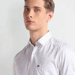 arrow sport Arrow Sports White Cotton Regular Fit Printed Shirt image 5